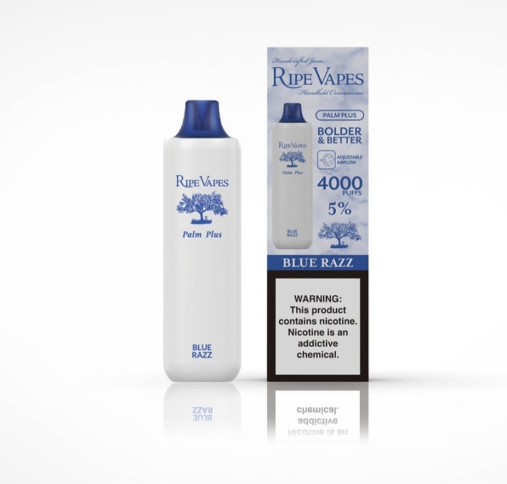RIPE VAPES PALM PLUS BLUE RAZZ 20MG 4000 PUFFS 
