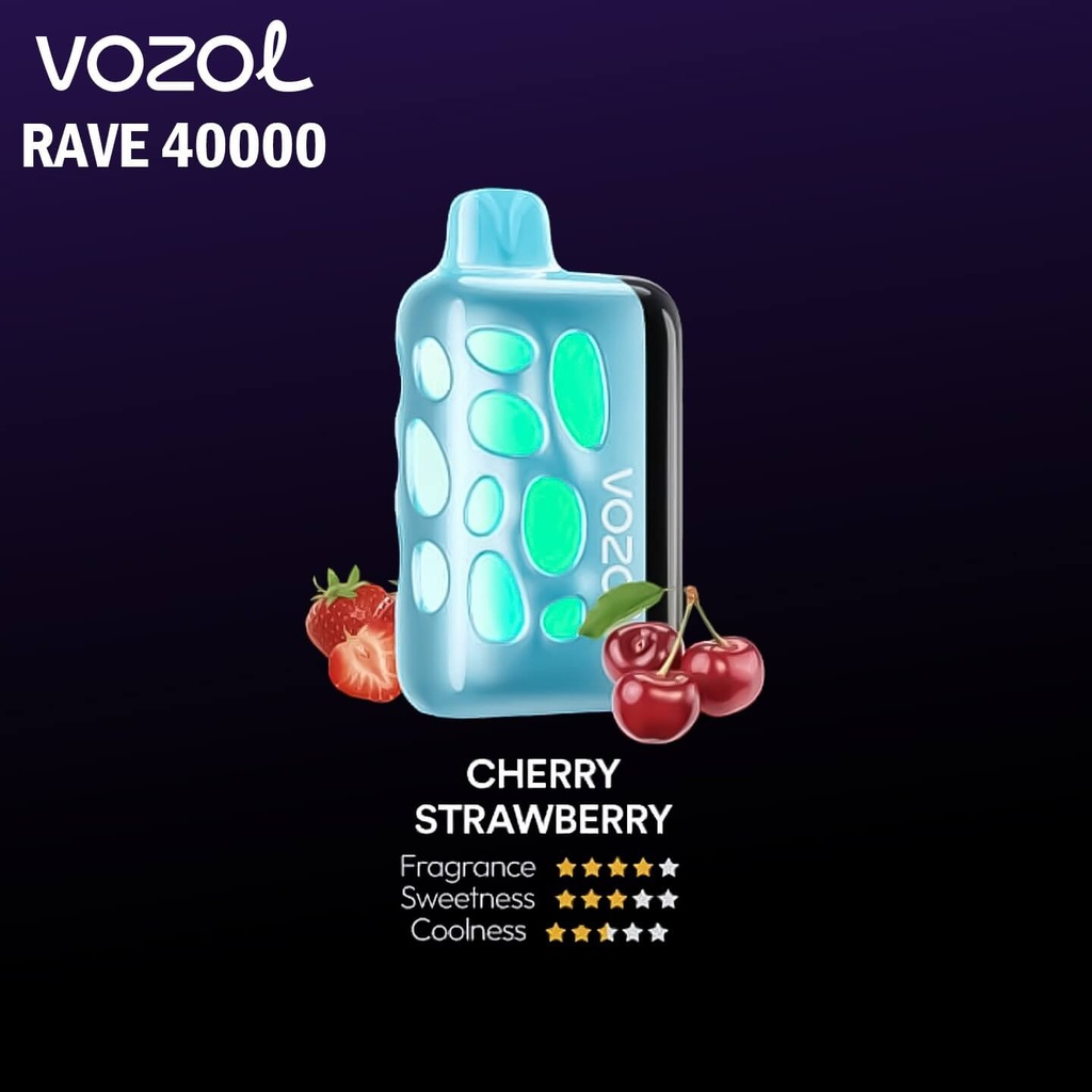 Vozol Rave 40000 Puffs Disposable Pod Kit _ Cherry Strawberry 45MG