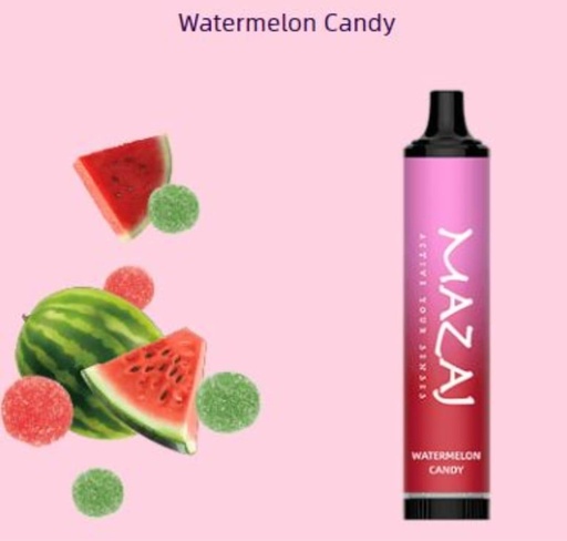 [6975684661257] MAZAJ DISPOSABLE 5000PUFF WATERMELON CANDY 20MG