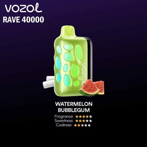 Vozol Rave 40000 Puffs Disposable Pod Kit _ Watermelon Bubblegum 45MG
