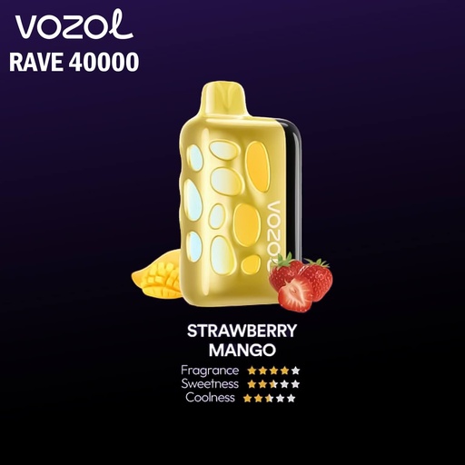 Vozol Rave 40000 Puffs Disposable Pod Kit _ Strawberry Mango 45MG