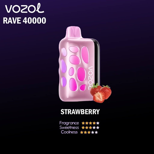 Vozol Rave 40000 Puffs Disposable Pod Kit _ Strawberry 45MG