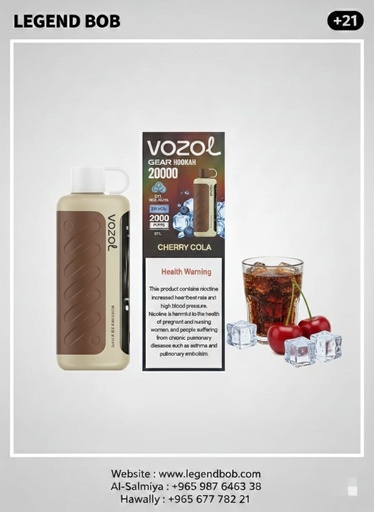 VOZOL GEAR HOOKAH SHISHA 40000 PUFFS 5MG _ CHERRY COLA