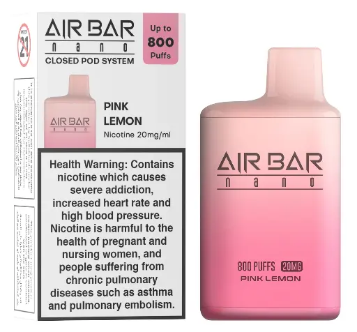 [4895244831987] AIR BAR DISPOSABLE NANO PINK LEMON 800PUFFS 45MG